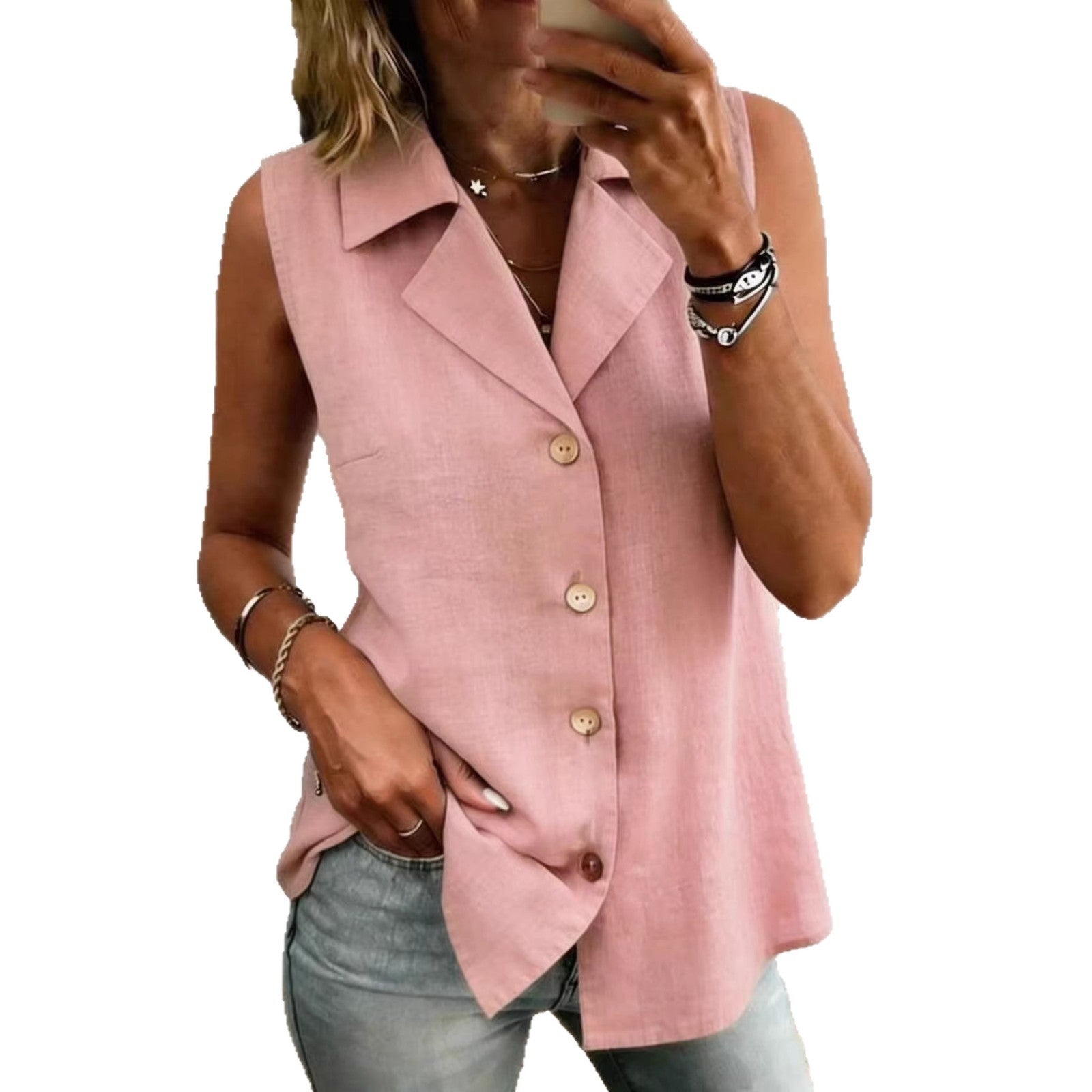 Ajouré Sans Manches Coupe Ample