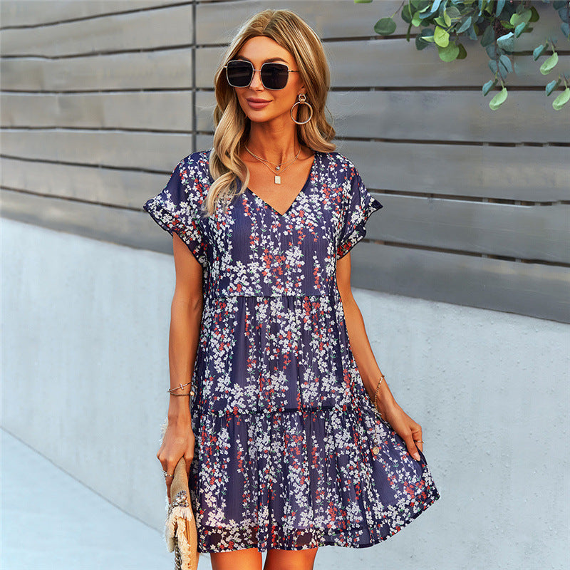 Robe Courte Volants Été